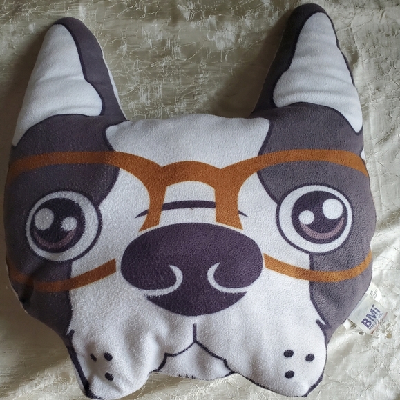 Boston Terrier with glasses novelty pillow - Picture 1 of 1
